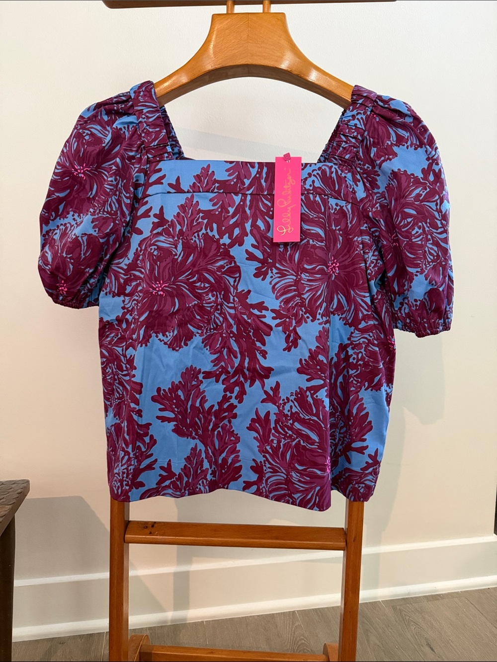 Lilly Pulitzer Torrey Short Sleeve Shirt Abaco Blue Feel Like A Shellebrity NWT